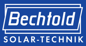 Bechtold Solar-Technik GmbH logo in white text on a blue background, centered.
