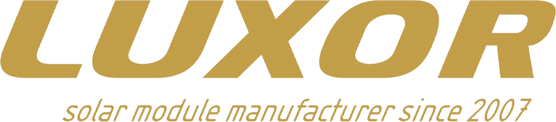 Luxor logo in gold with the tagline 'solar module manufacturer since 2007'